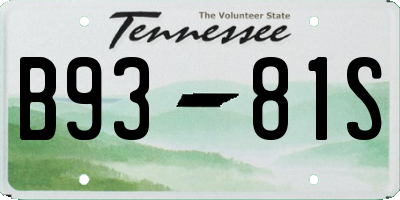 TN license plate B9381S