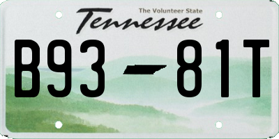 TN license plate B9381T