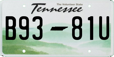 TN license plate B9381U