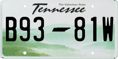 TN license plate B9381W