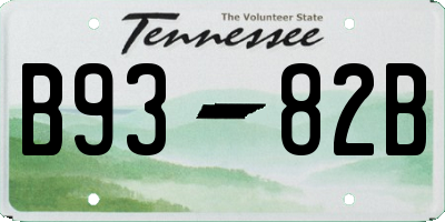 TN license plate B9382B
