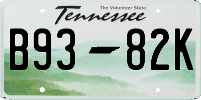 TN license plate B9382K