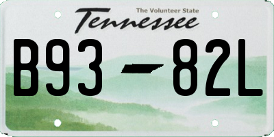 TN license plate B9382L