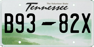 TN license plate B9382X