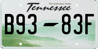 TN license plate B9383F