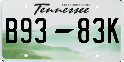 TN license plate B9383K