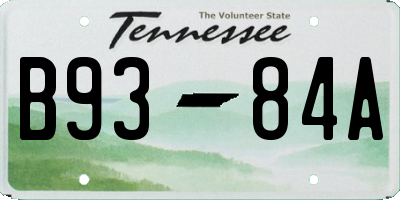 TN license plate B9384A