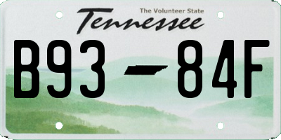 TN license plate B9384F
