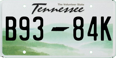 TN license plate B9384K