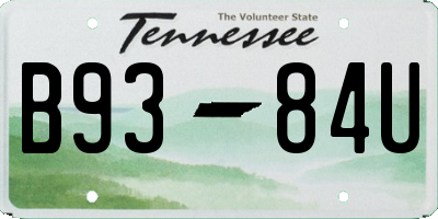 TN license plate B9384U