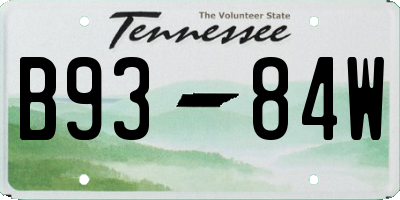 TN license plate B9384W