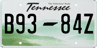 TN license plate B9384Z