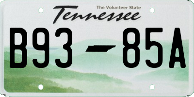 TN license plate B9385A