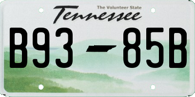 TN license plate B9385B