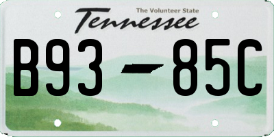 TN license plate B9385C