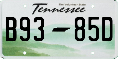 TN license plate B9385D