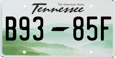 TN license plate B9385F