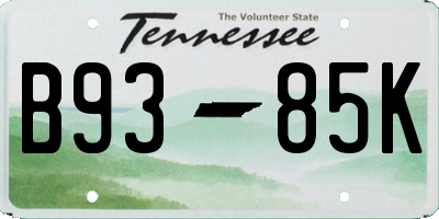 TN license plate B9385K