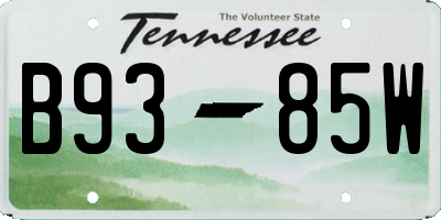 TN license plate B9385W