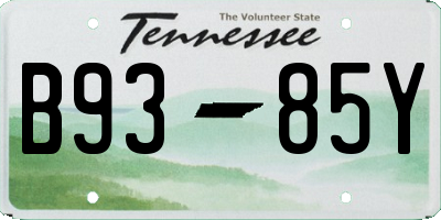TN license plate B9385Y