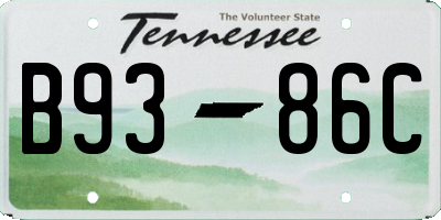 TN license plate B9386C