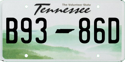 TN license plate B9386D