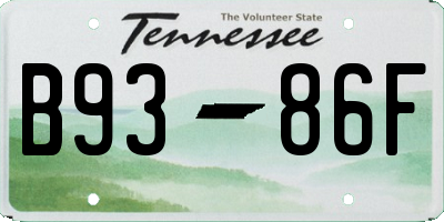TN license plate B9386F