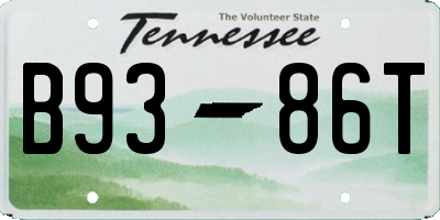 TN license plate B9386T