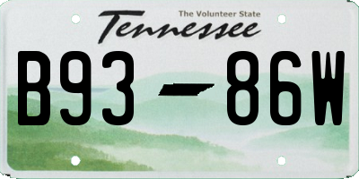 TN license plate B9386W