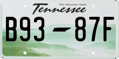 TN license plate B9387F