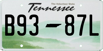 TN license plate B9387L