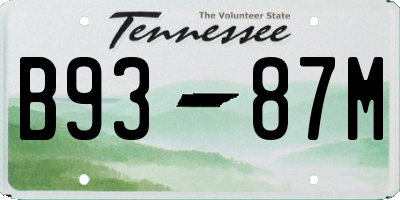 TN license plate B9387M