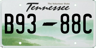 TN license plate B9388C