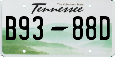 TN license plate B9388D