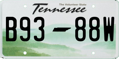 TN license plate B9388W