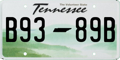 TN license plate B9389B