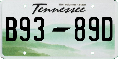 TN license plate B9389D