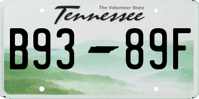 TN license plate B9389F