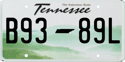 TN license plate B9389L