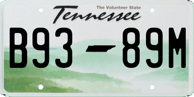 TN license plate B9389M