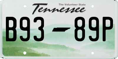 TN license plate B9389P