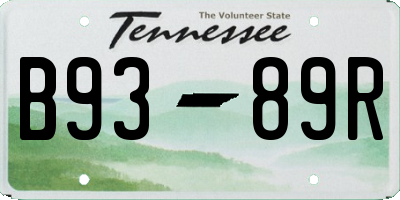 TN license plate B9389R