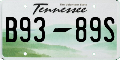 TN license plate B9389S
