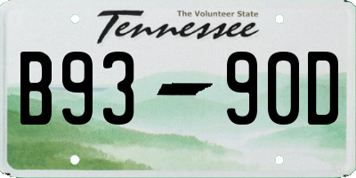 TN license plate B9390D