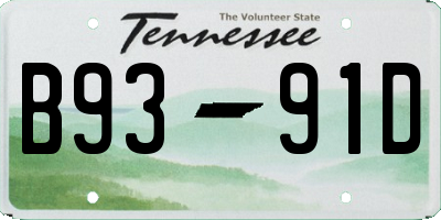 TN license plate B9391D
