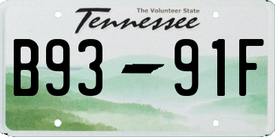TN license plate B9391F