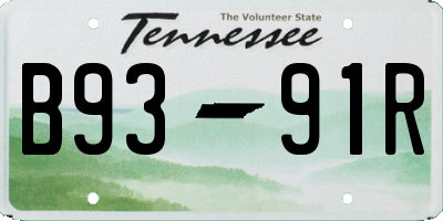 TN license plate B9391R