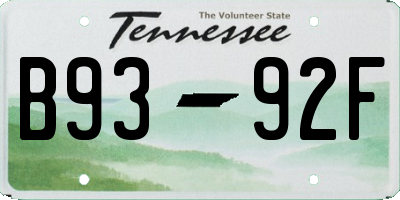 TN license plate B9392F