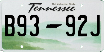 TN license plate B9392J