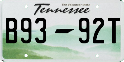 TN license plate B9392T